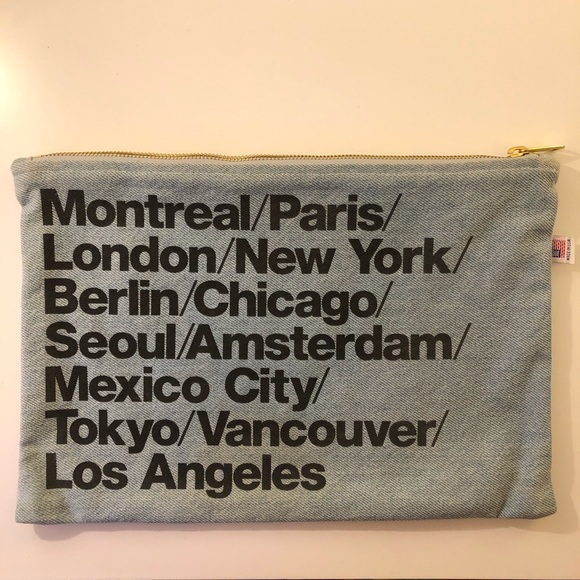 American Apparel Handbags - American Apparel Denim Cities Clutch Bag